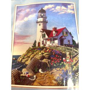 1997 Dimensions / Sandy Bodine Lighthouse "Coastal Retreat" Crewel Kit NIP 14x18